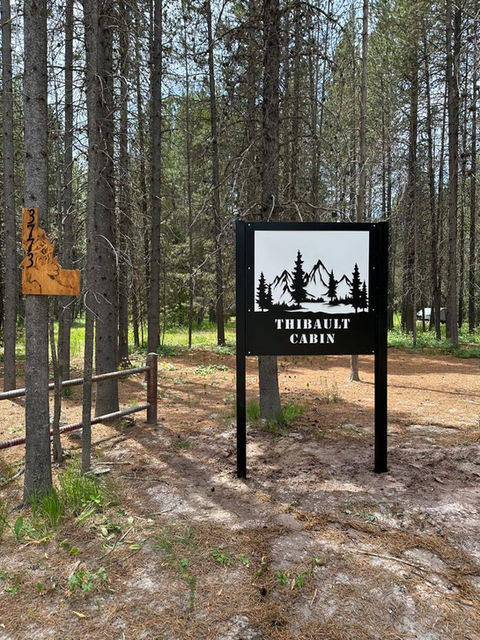 Laser-cut Thibault Cabin sign