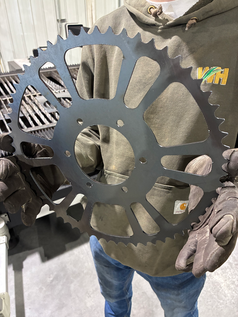 Large laser-cut steel sprocket